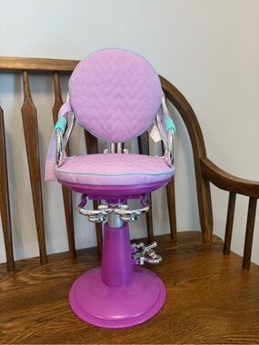Our Generation Sitting Pretty Doll Salon Chair Purple Quilted Hearts 18" Doll